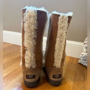 UGG Chestnut Suede ultimate tall Boots with Cream Shearling Trim